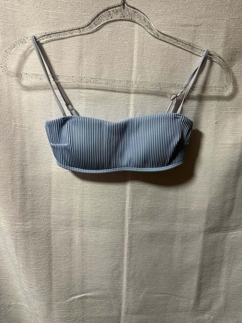Hollister Swim Ribbed Bandeau Bikini Top Light Blue XS